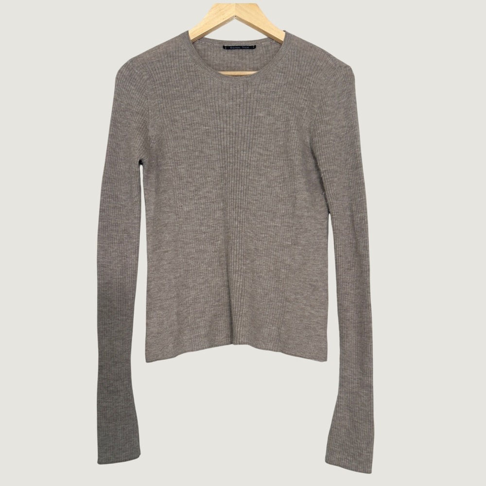 Brazeau Tricot Cashmere All Thumbs Ribbed Sweater Toast 4 (XL) Quiet Luxury